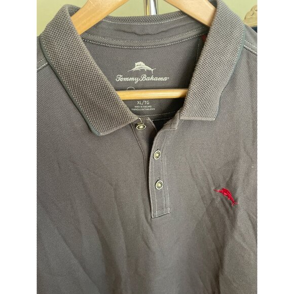 Tommy Bahama Mens Gray Polo Shirt Embroidered Red Marlin Logo Short Sleeve Sz XL - Picture 3 of 9